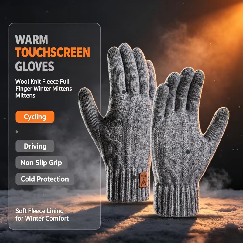 Wool Glove Lined - Sarung Tangan Rajut Wol Termal Pria